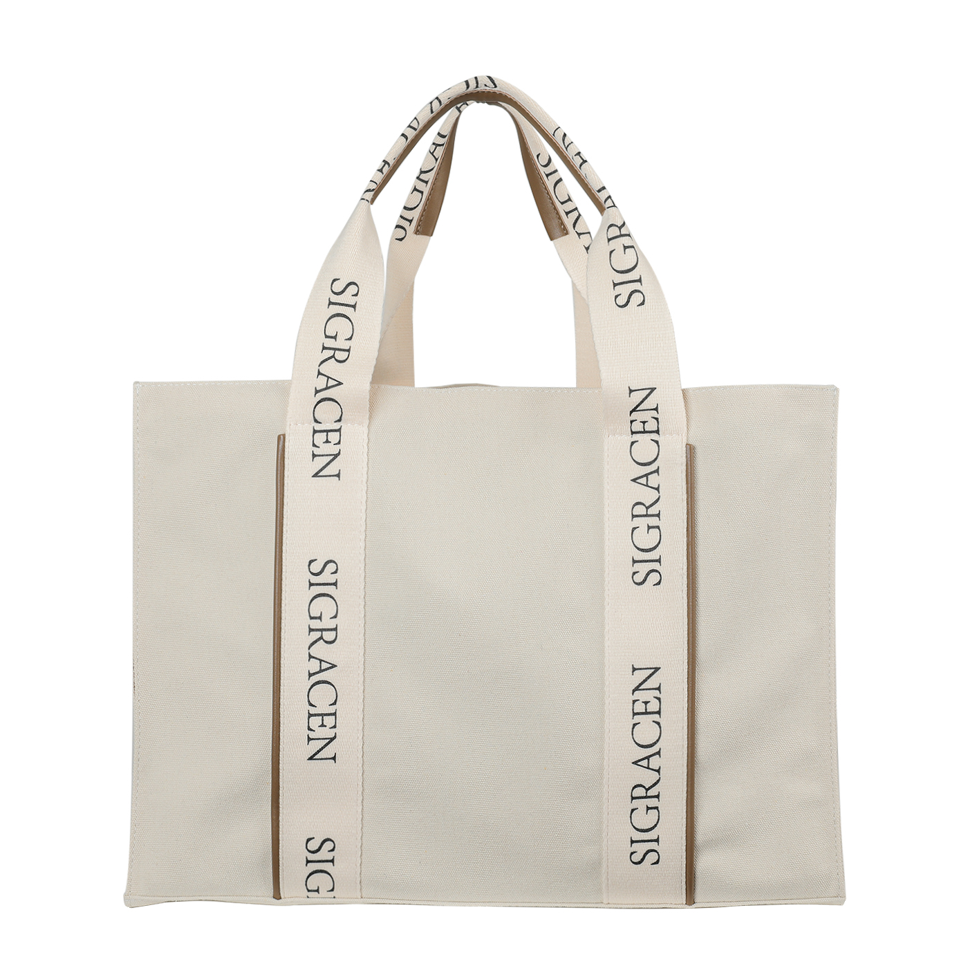 Women Logo Strap Canvas Tote Bag