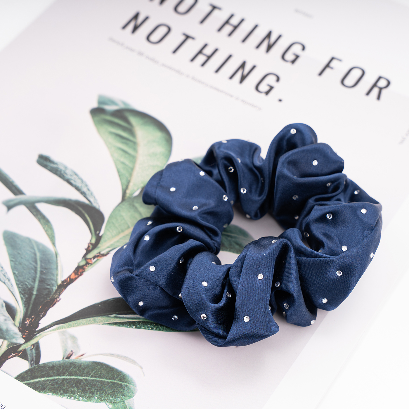 Silk Hair Scrunchie With Crystal1