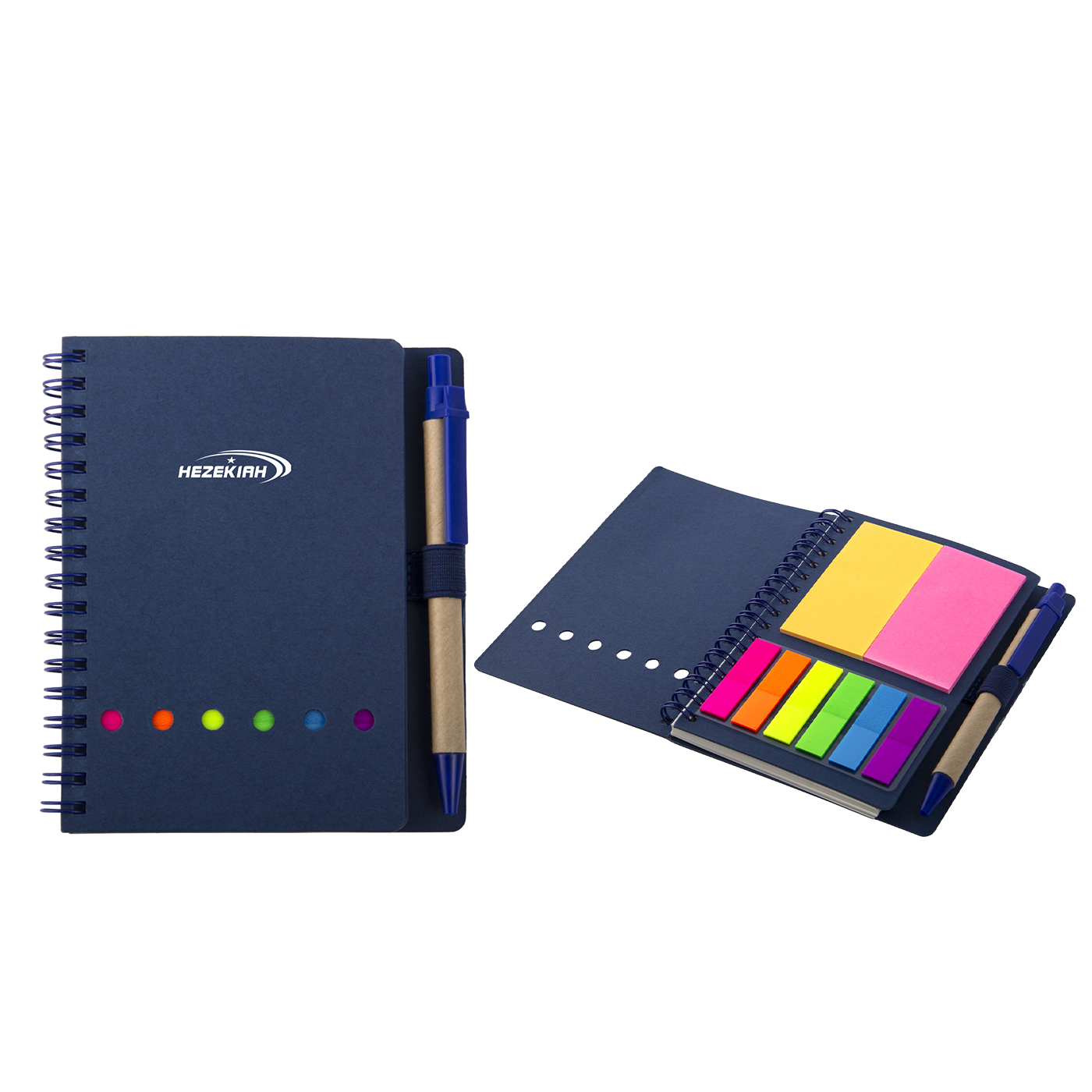 Kraft-Notizblock mit Stift, spiralförmig liniert