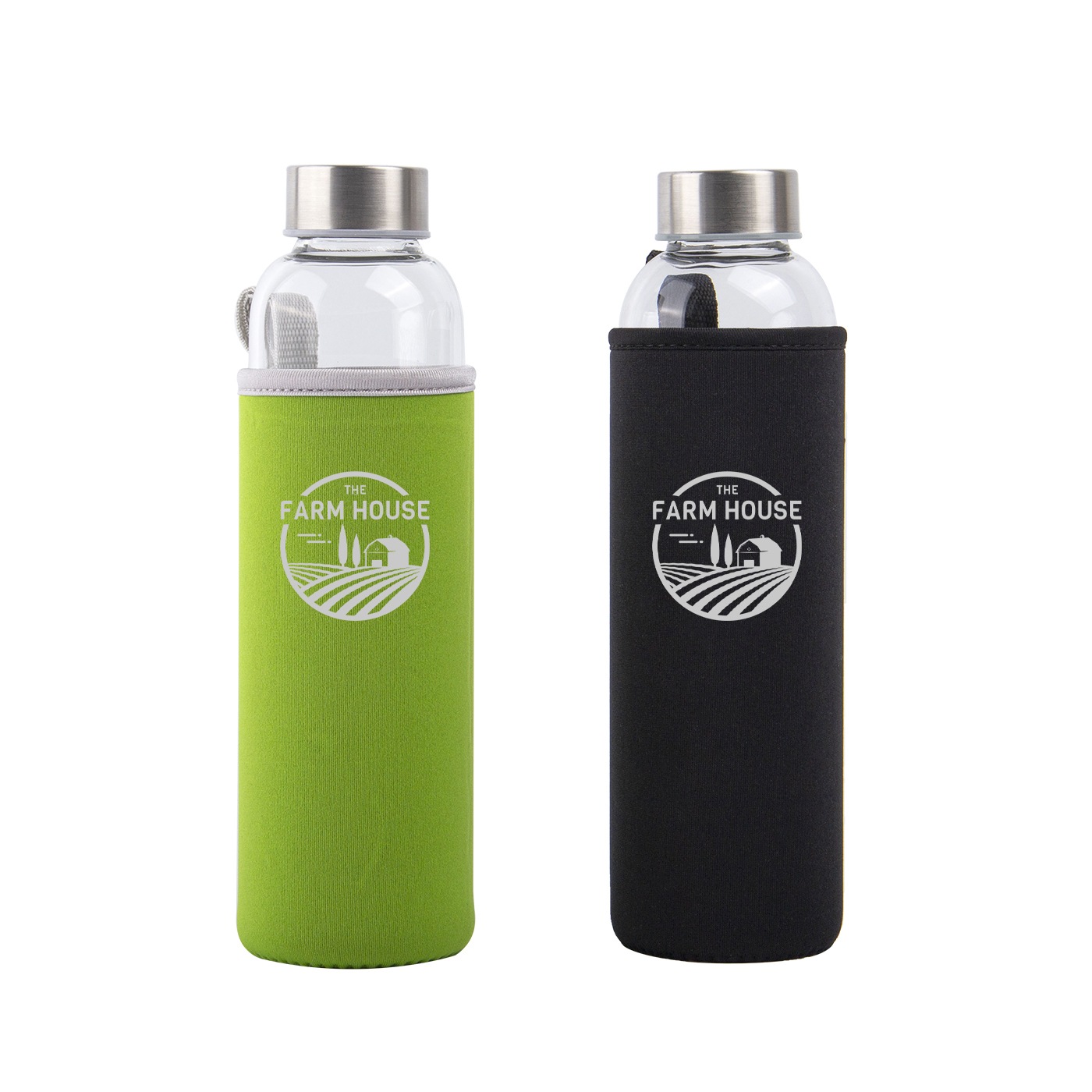 Glaswasserflasche mit Nylonhülle, 19 oz.