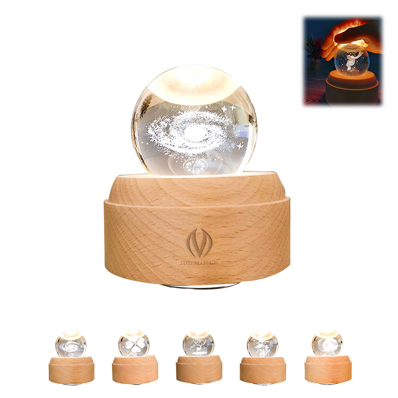 LED Night Light Crystal Ball Music Box