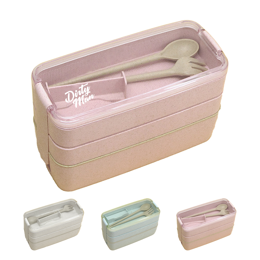 Bento-Box, Weizenstroh, 3 Schichten