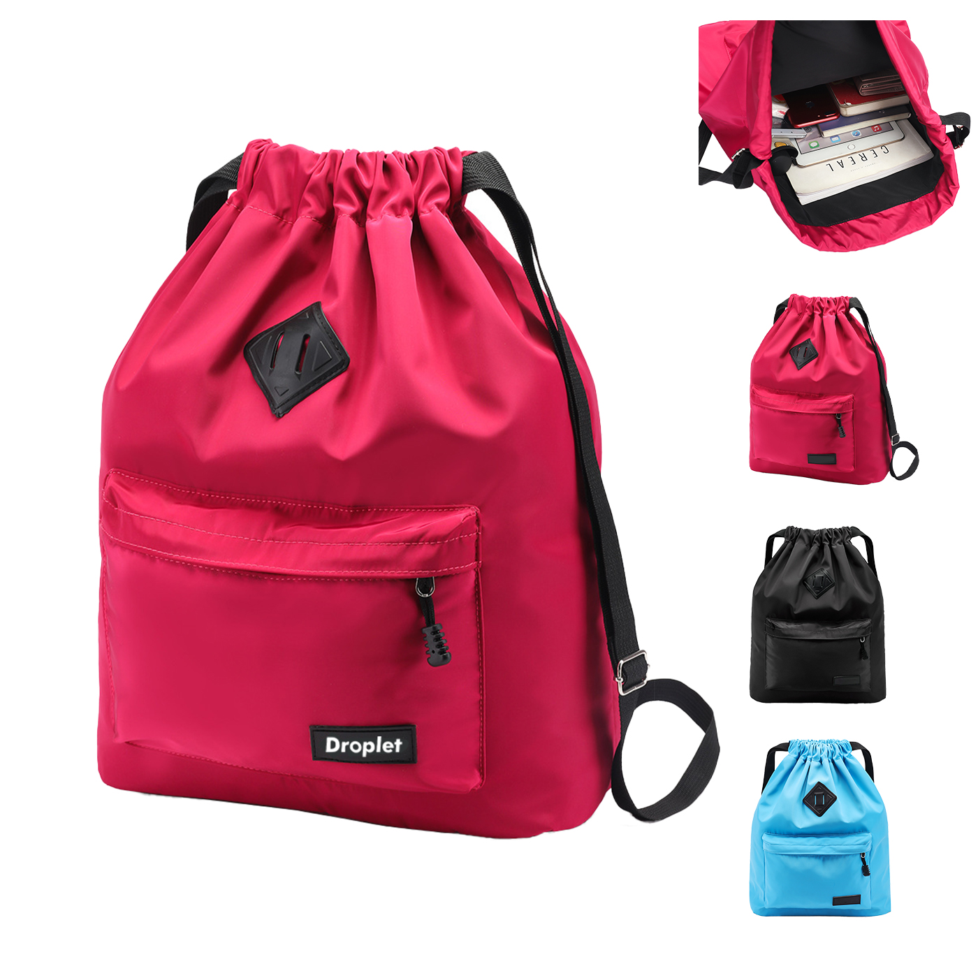Rucksack mit Kordelzug, Nylon, wasserabweisend