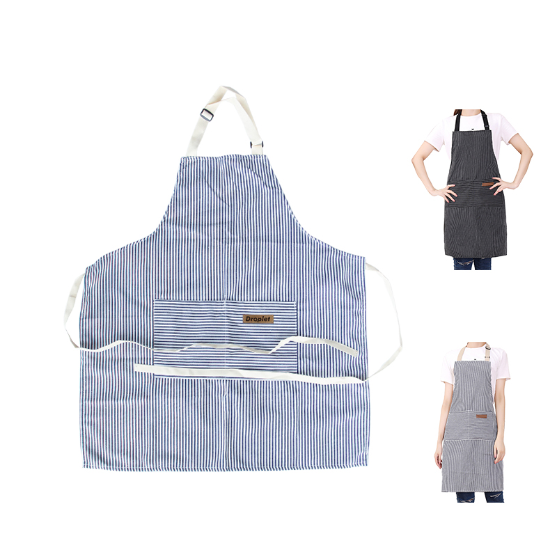 Kitchen Stripe Apron With 2 Pockets