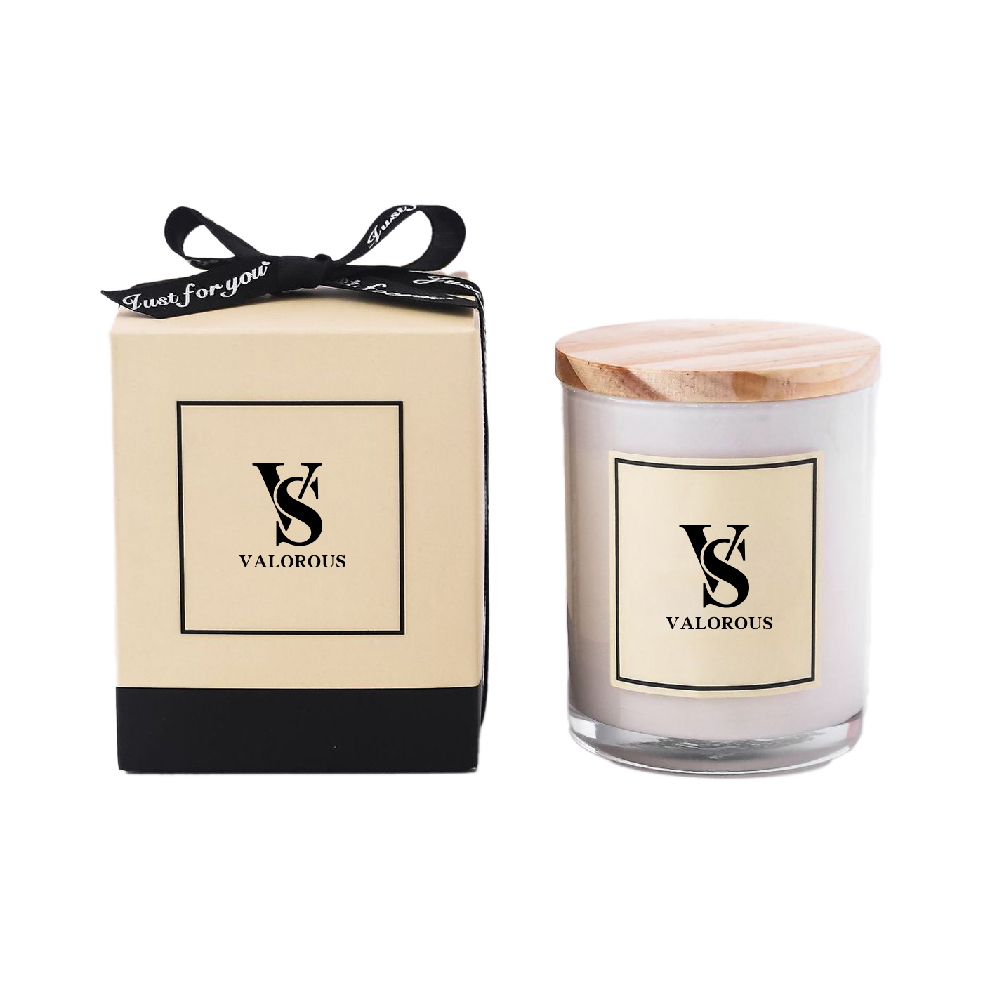 Glass Scented Candle With Wooden Lid