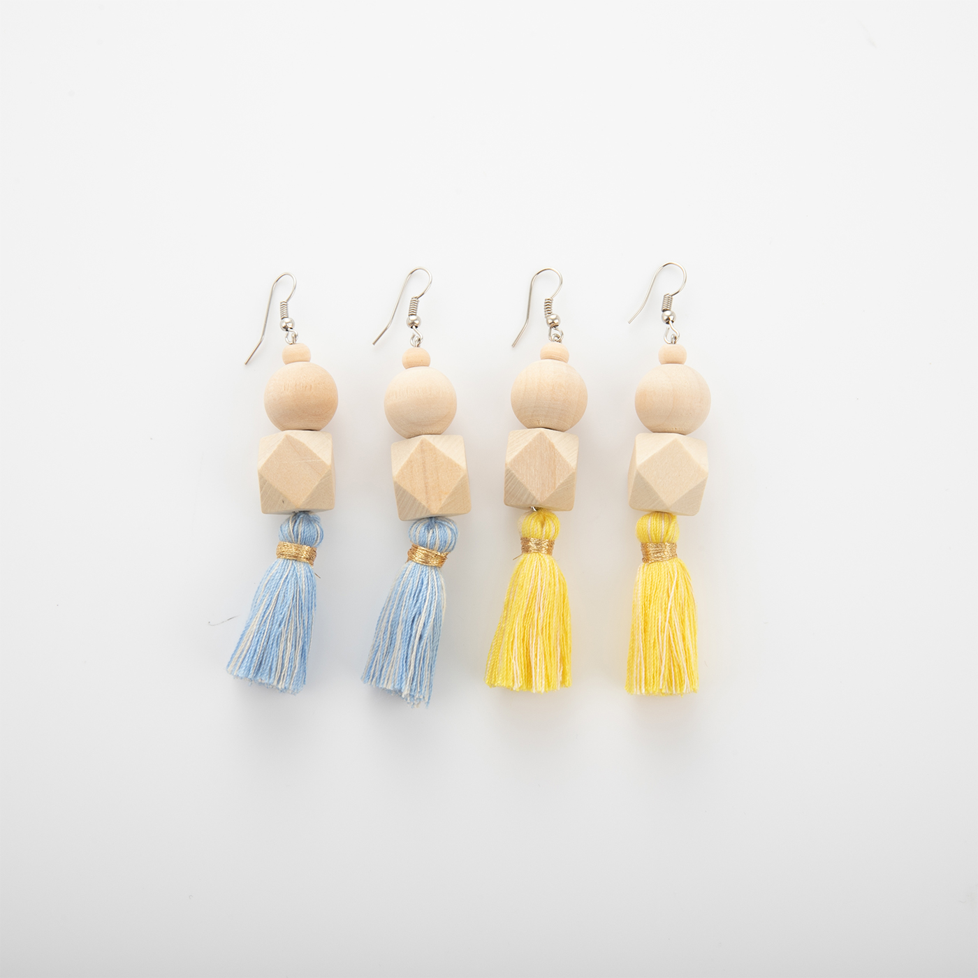 Wooden Bead Tassel Earrings3