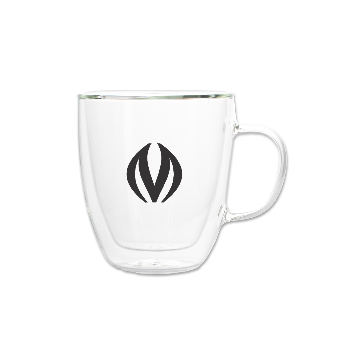 Glasbecher mit Henkel, doppelwandig, 12 oz.