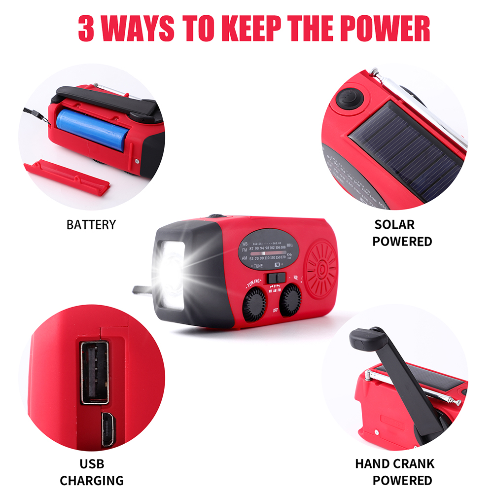 Solar Hand Crank Charging Emergency Radio3