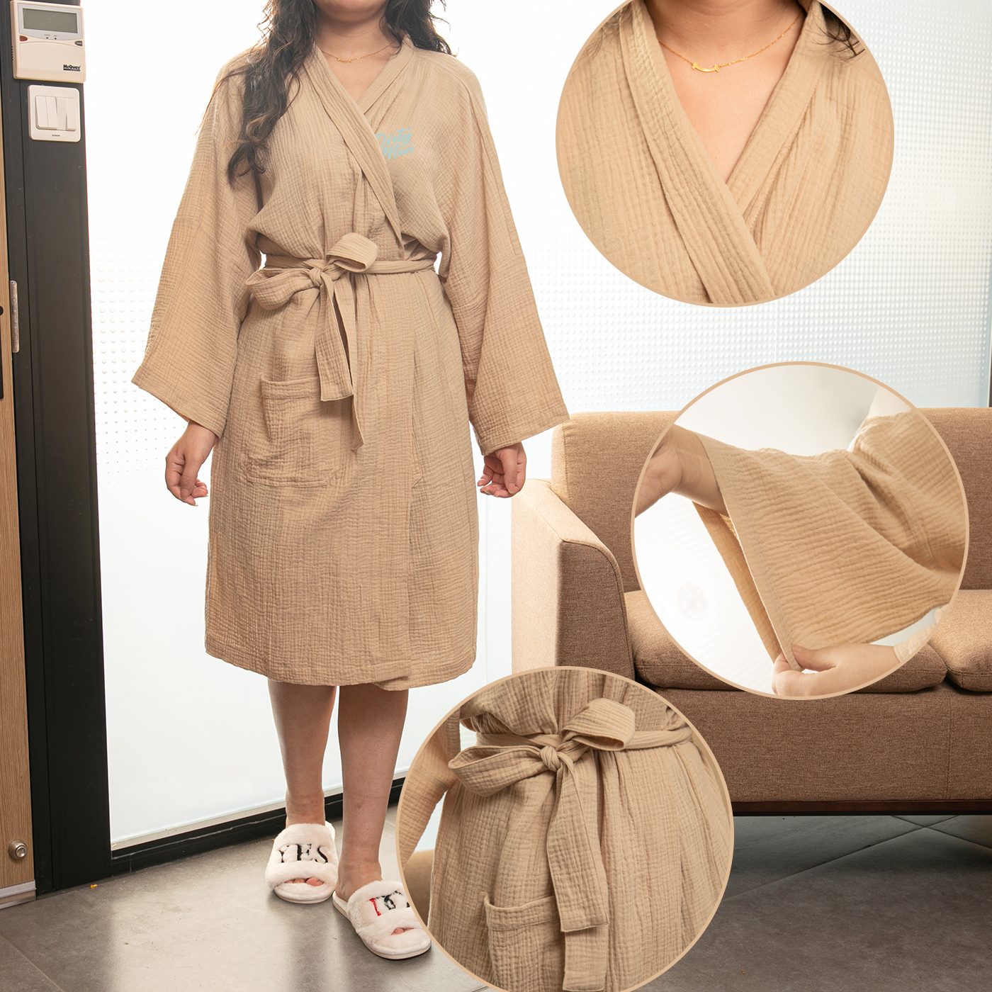 Women Long Cotton Bathrobe