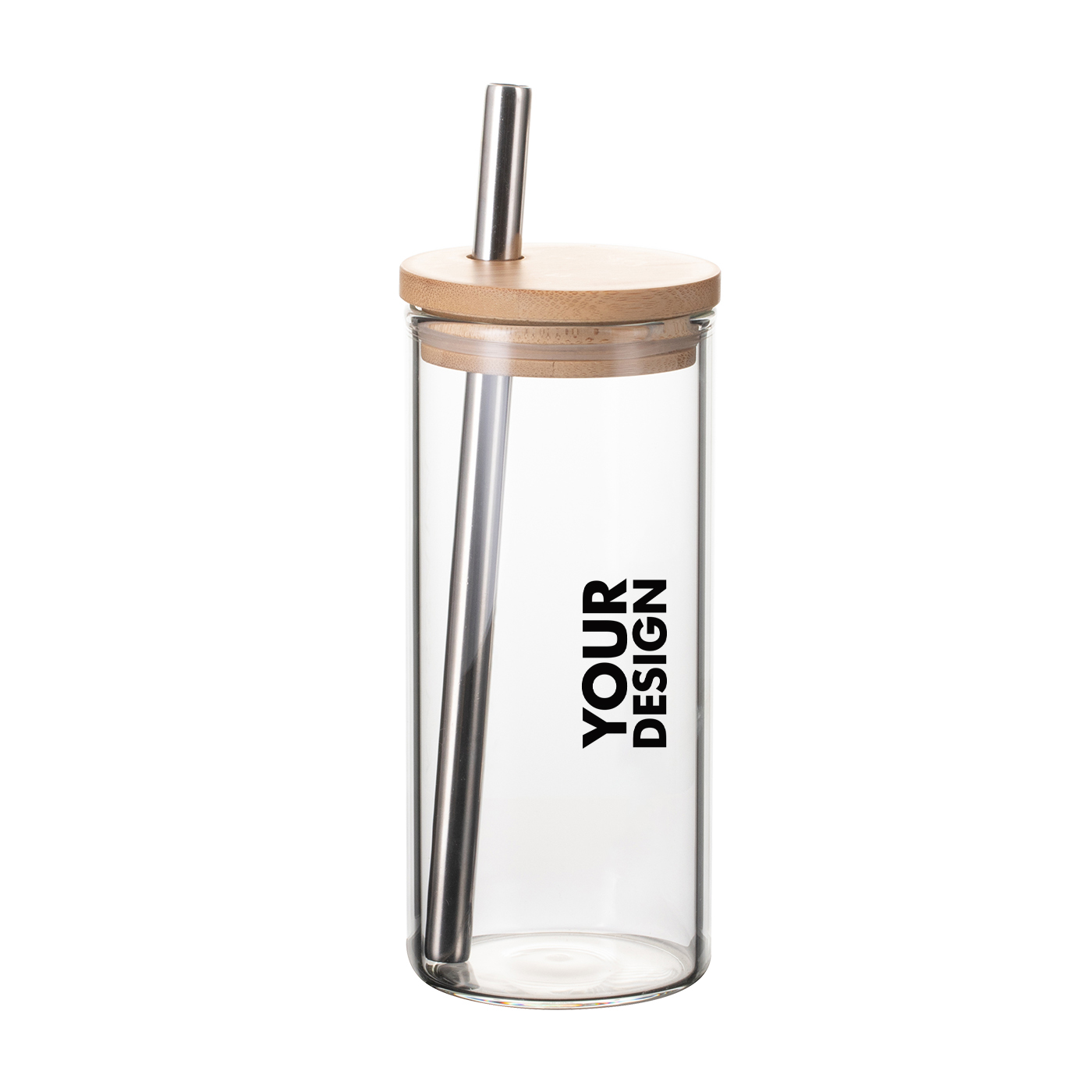 20 oz. Can Glass With Silver Straw