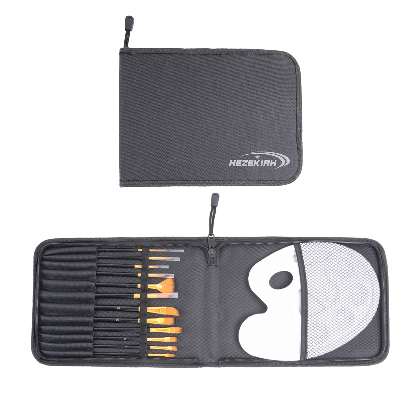 Pinselset mit Tasche, Nylonhaar, 12-tlg