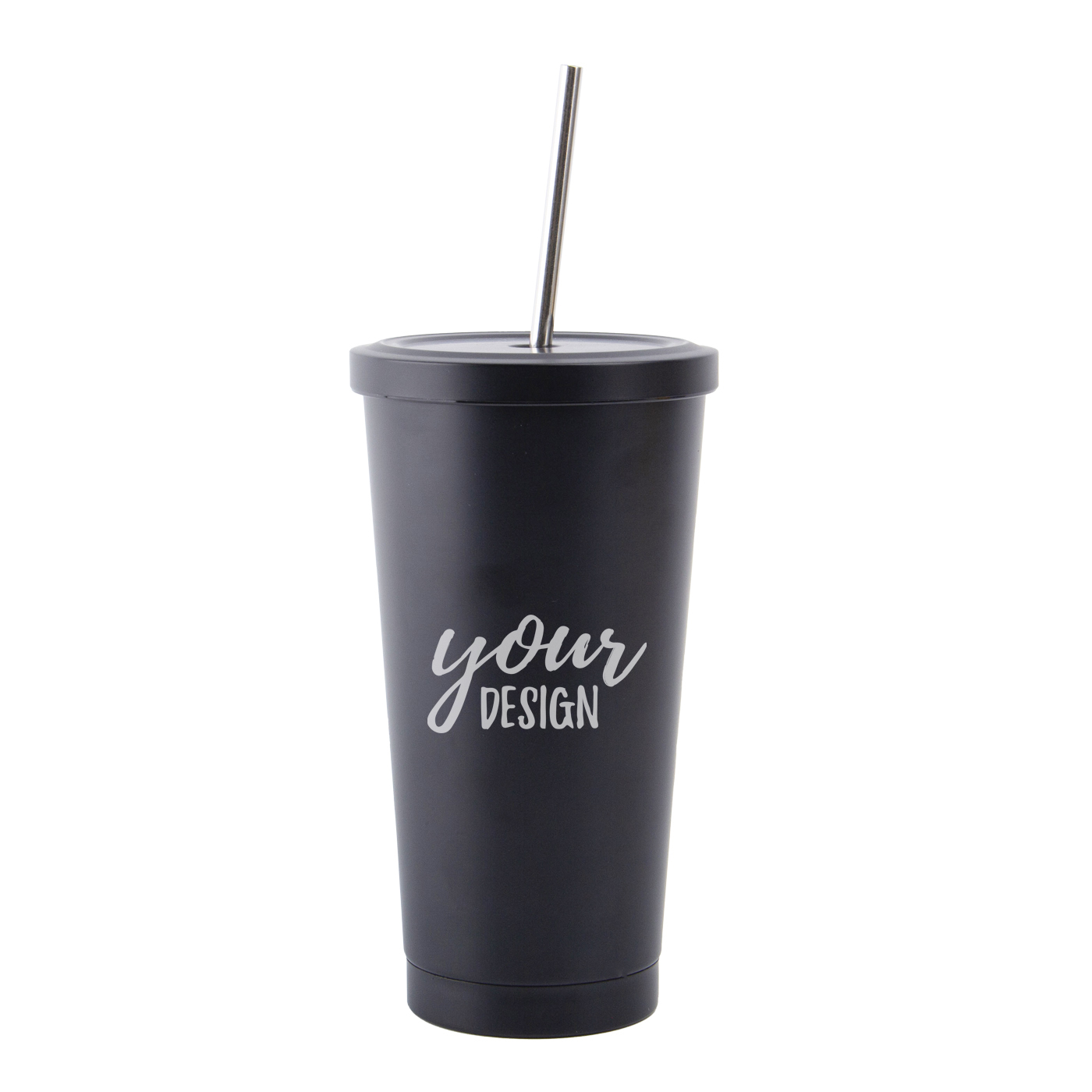 22 oz. Stainless Steel Tumbler With Straw