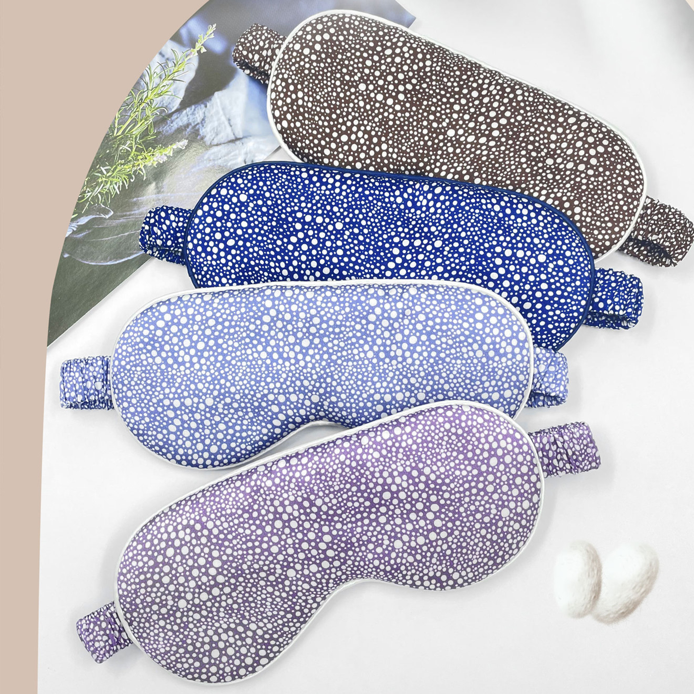 Polka Dot Print Silk Eye Mask1