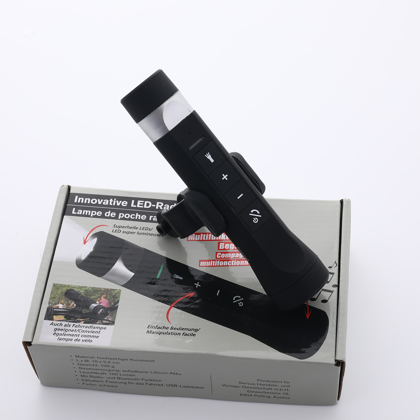 LED-Taschenlampe mit Lautsprecher, tragbar