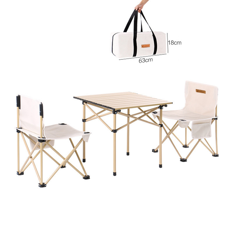 3Pcs Folding Camping Table And Chair With Carrying Bag