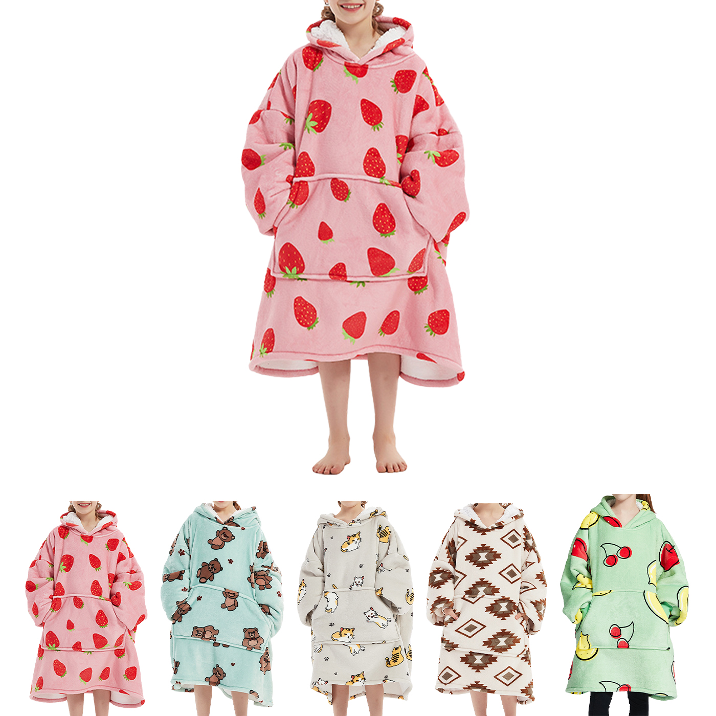 Decken-Hoodie, Kinder, Flanell