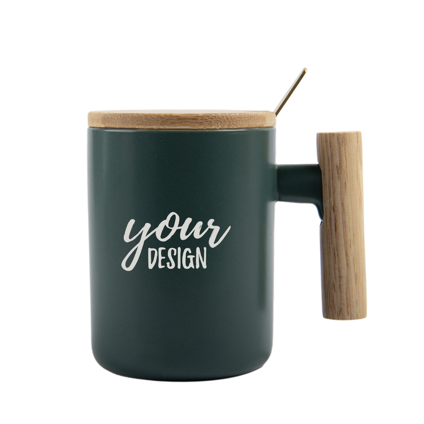 13 oz. Wood Handle Ceramic Mug