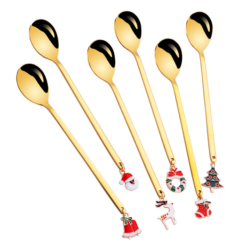 6 Pack Stainless Steel Christmas Spoons With Gift Box