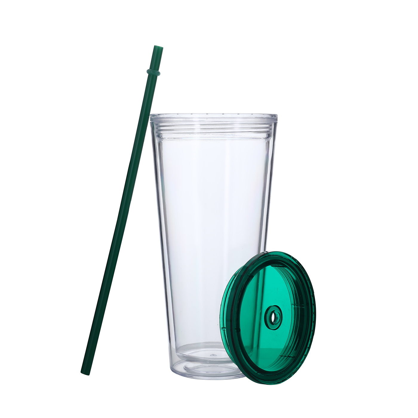 Double Layer Plastic Tumbler With Straw1