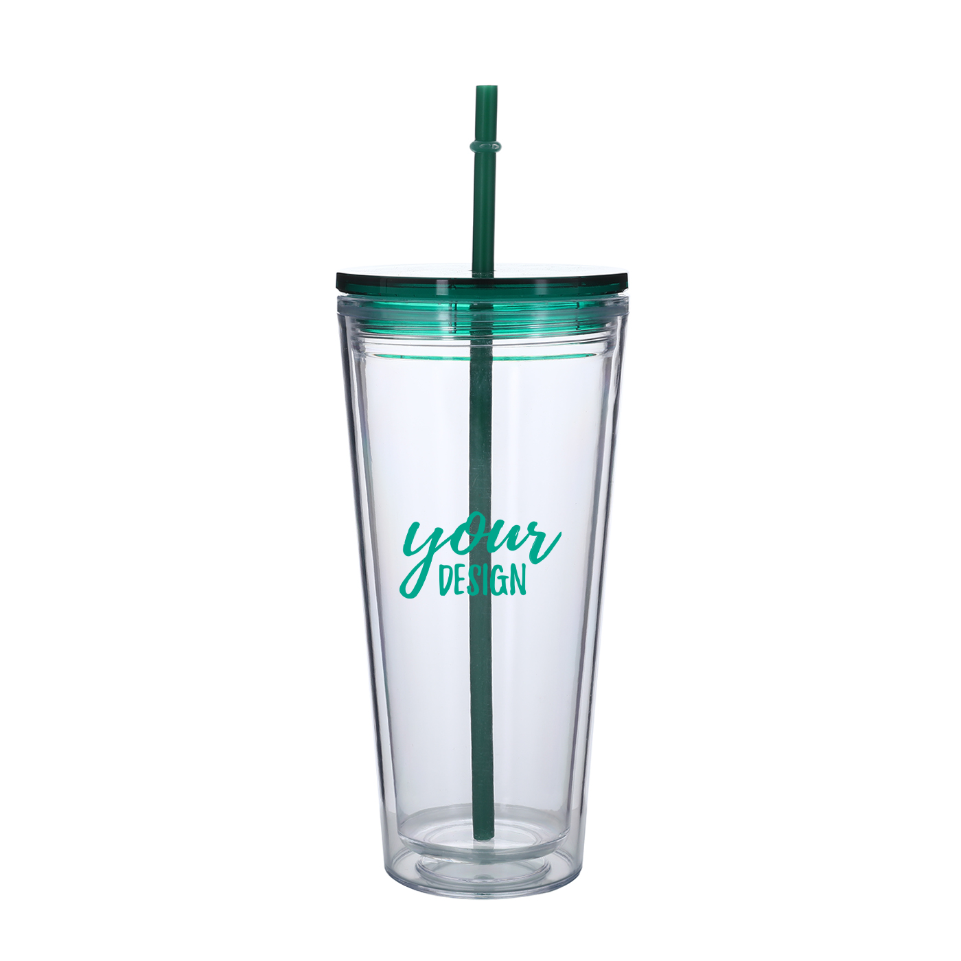 Double Layer Plastic Tumbler With Straw