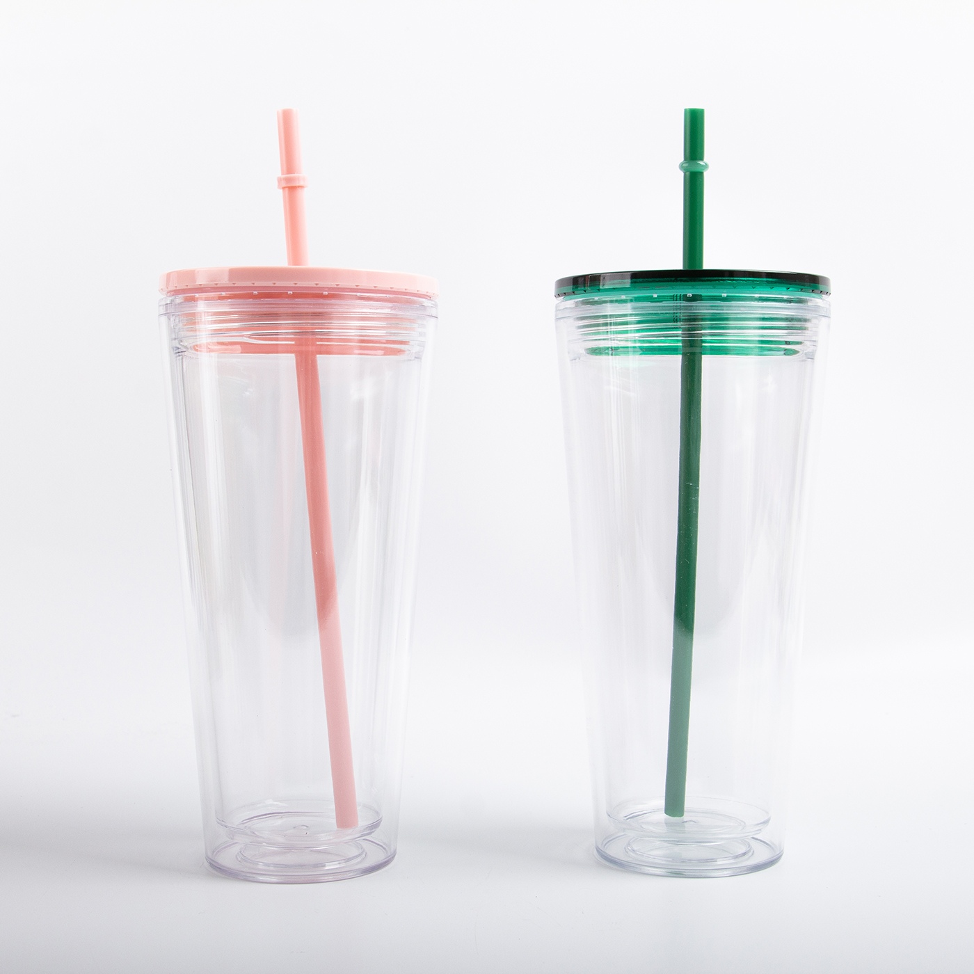 Double Layer Plastic Tumbler With Straw2