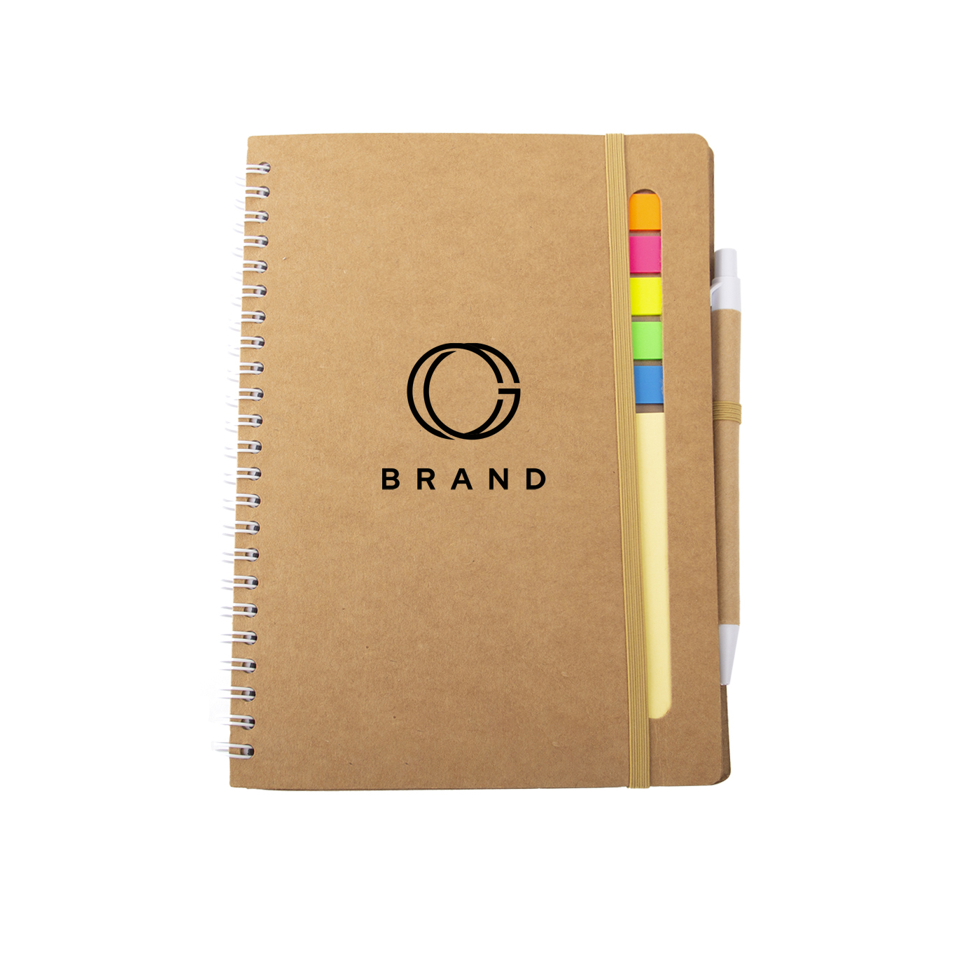 Shop. A5 Kraft Spiral Notebook With Sticky Flags And Pen