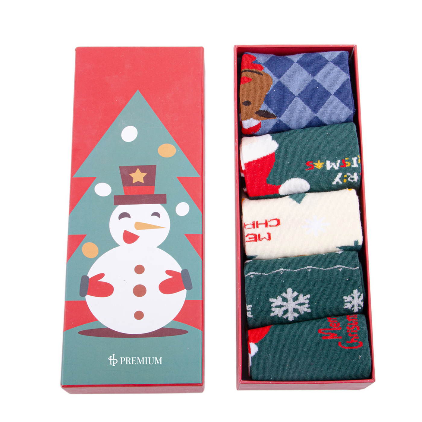 Weihnachtssocken, mit Geschenkbox, 5 Stk
