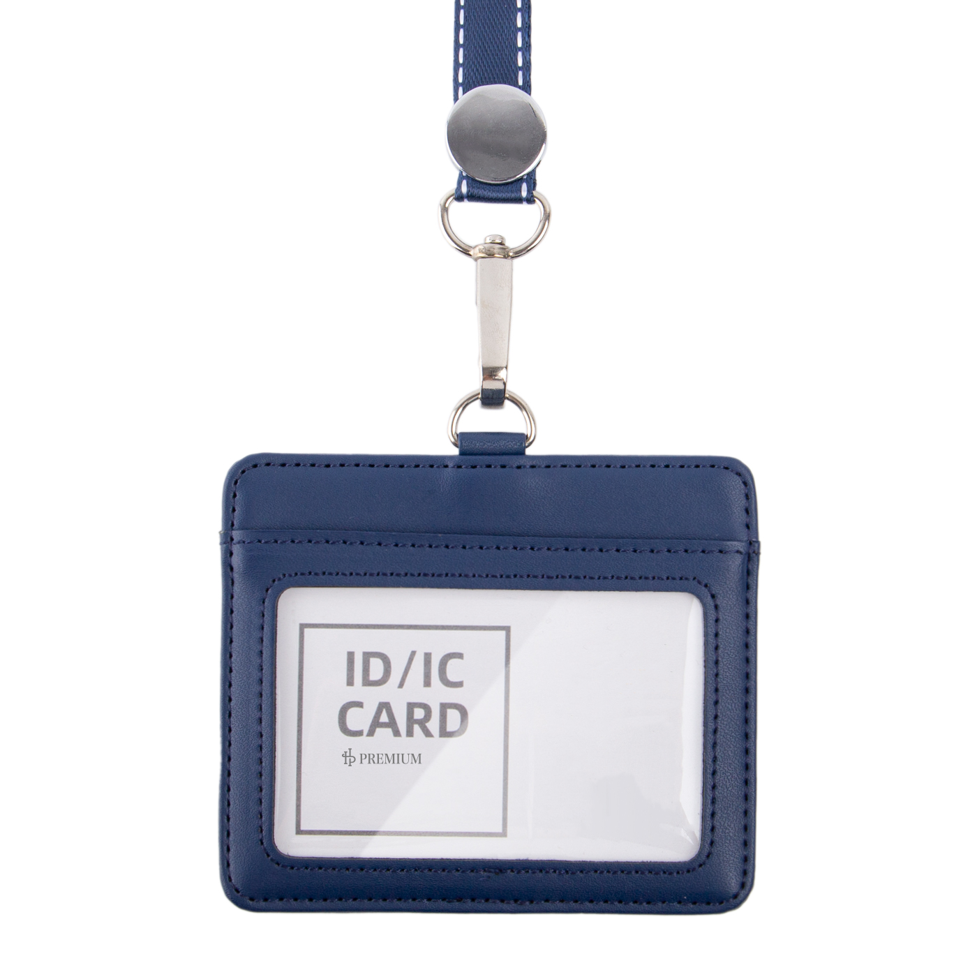 Leather Horizontal ID Holder With Lanyard1