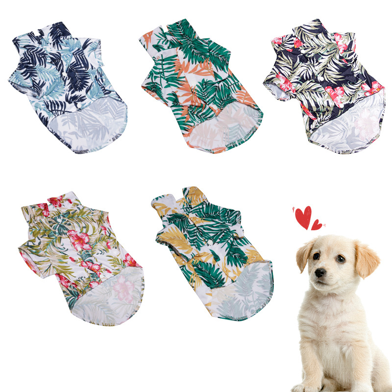 Haustier Hawaii-Stil Blumen-Hunde-T-Shirts, Sommer, individuell