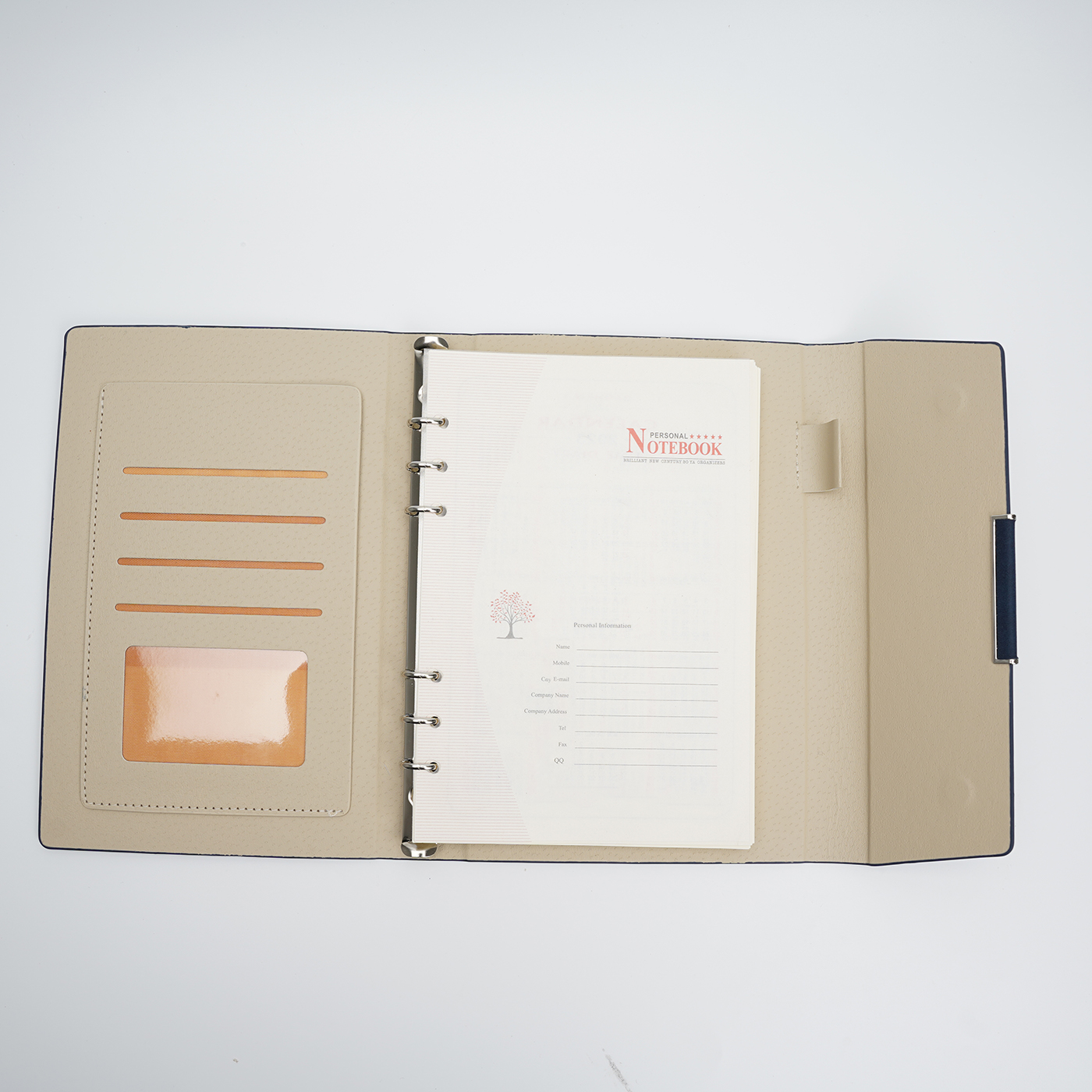 A5 Business Leather Tri Fold Loose Leaf Notebook4