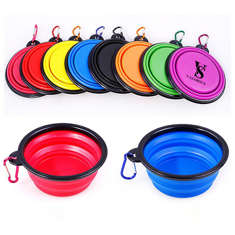 2 pcs Silicone Foldable Pet Bowl With Carabiner