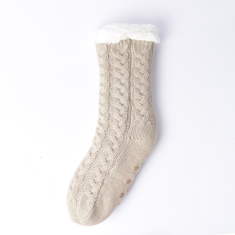 Mid Tube Fleece Non Slip Floor Socks3