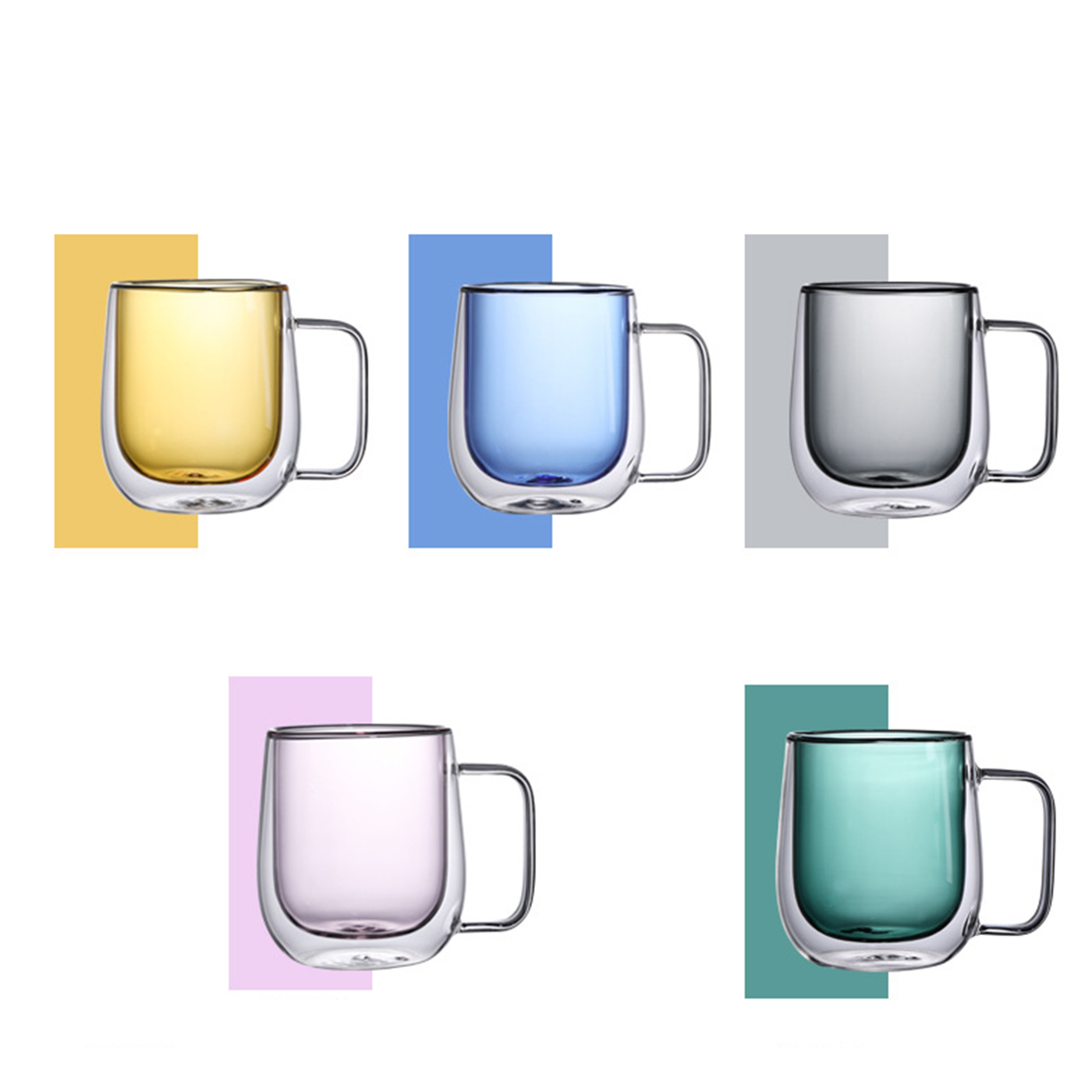 Kaffeetasse mit Henkel, transparent, 250 ml, doppellagig