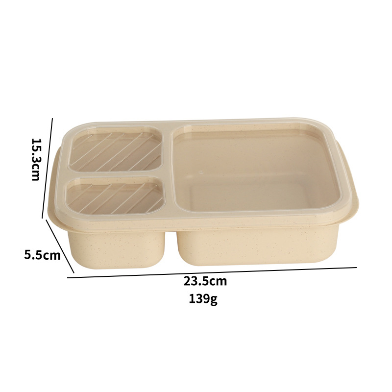 3 Compartment Reusable Wheat Straw Bento Lunch Box2