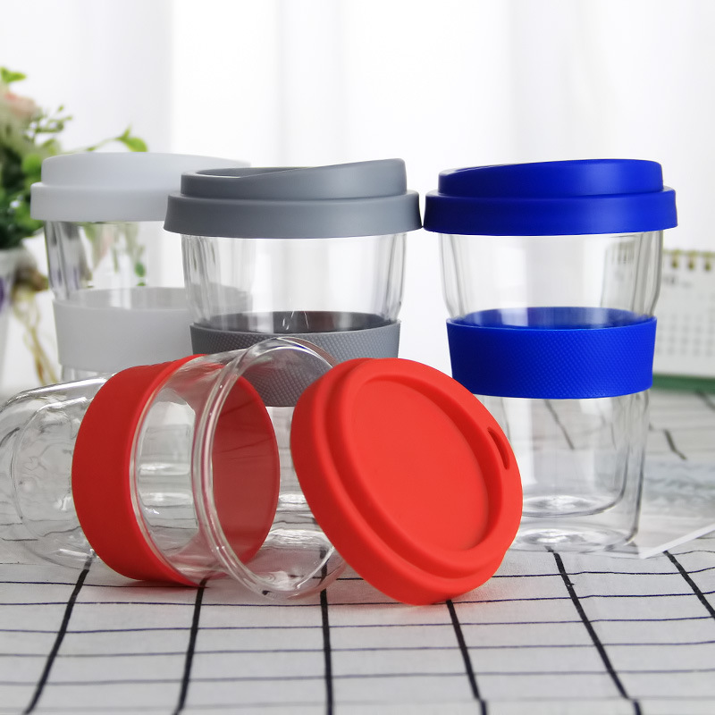 12 oz. Double Wall Clear Mug With Silicone Lid & Sleeve2