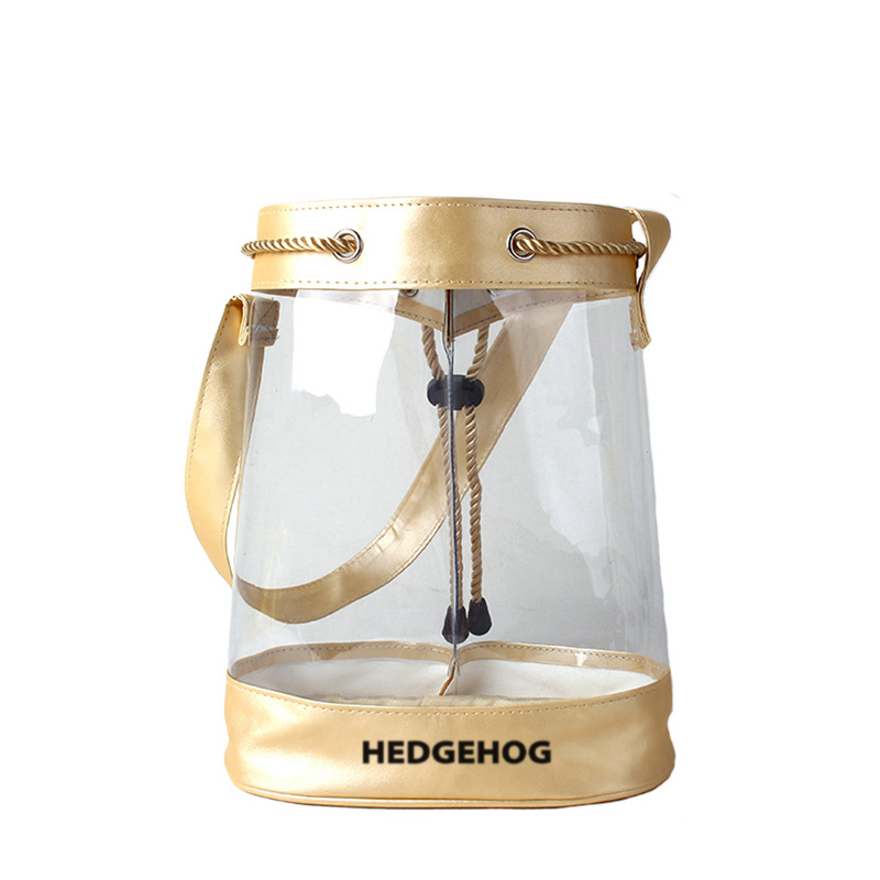 Tragetasche mit Kordelzug, transparent, für Reisen, Gold