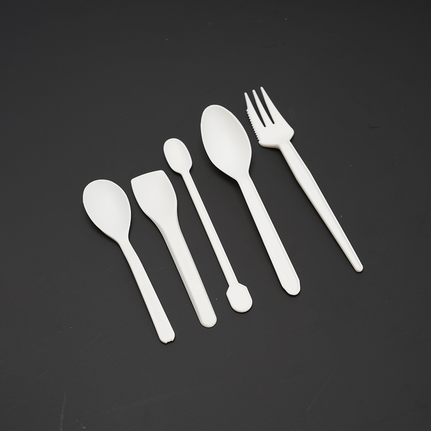 5pcs PLA Degradable Dessert Fork Spoon2