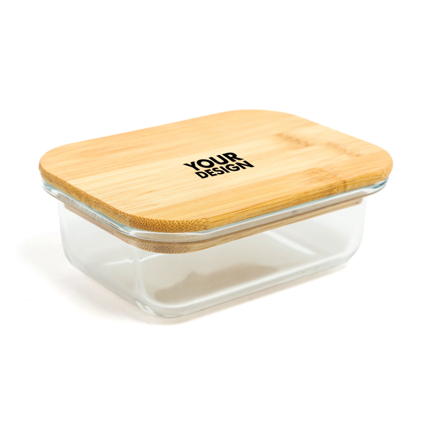 Lunchbox mit Bambusdeckel, Borosilikatglas, quadratisch
