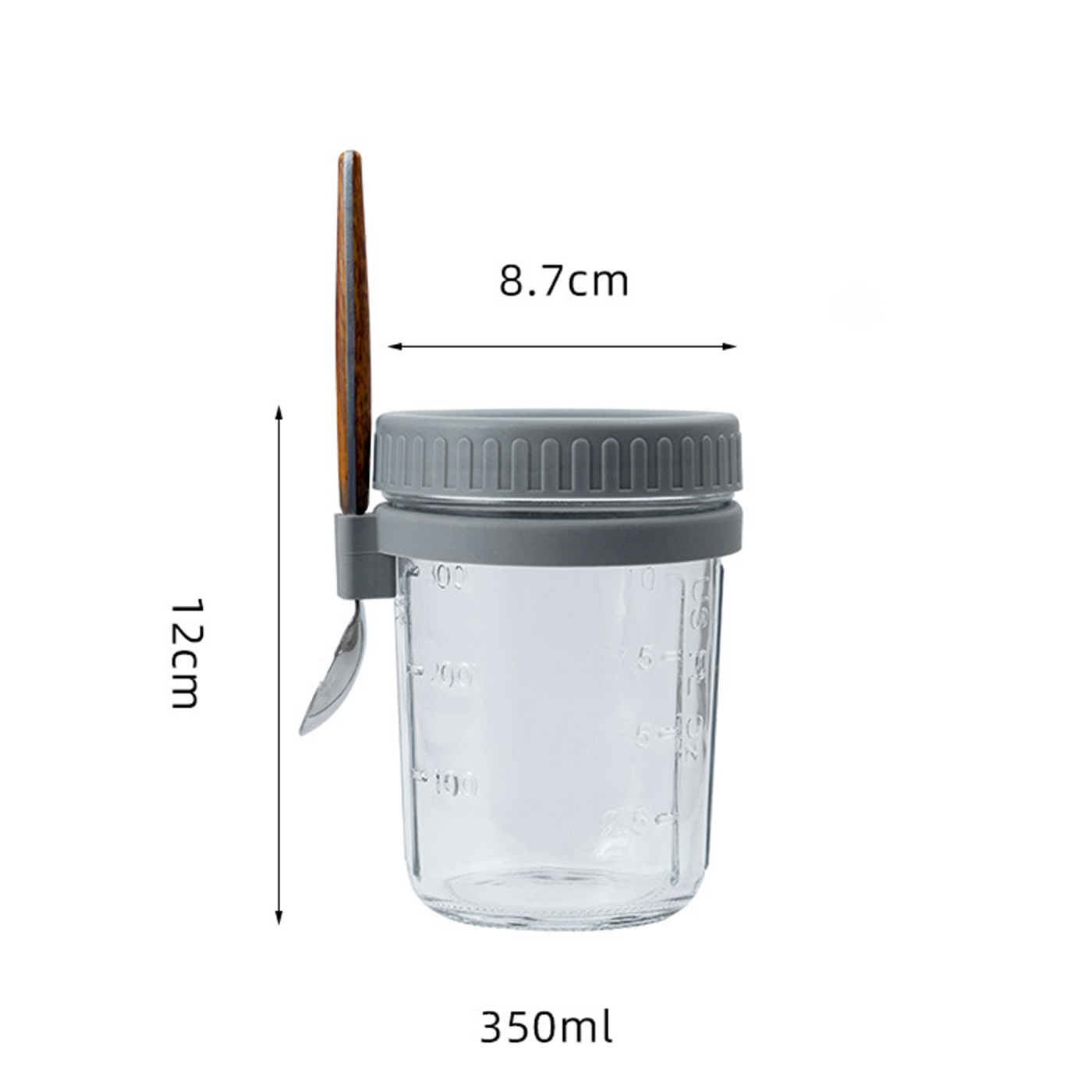 350ml Overnight Oatmeal Jar With Lid And Spoon3