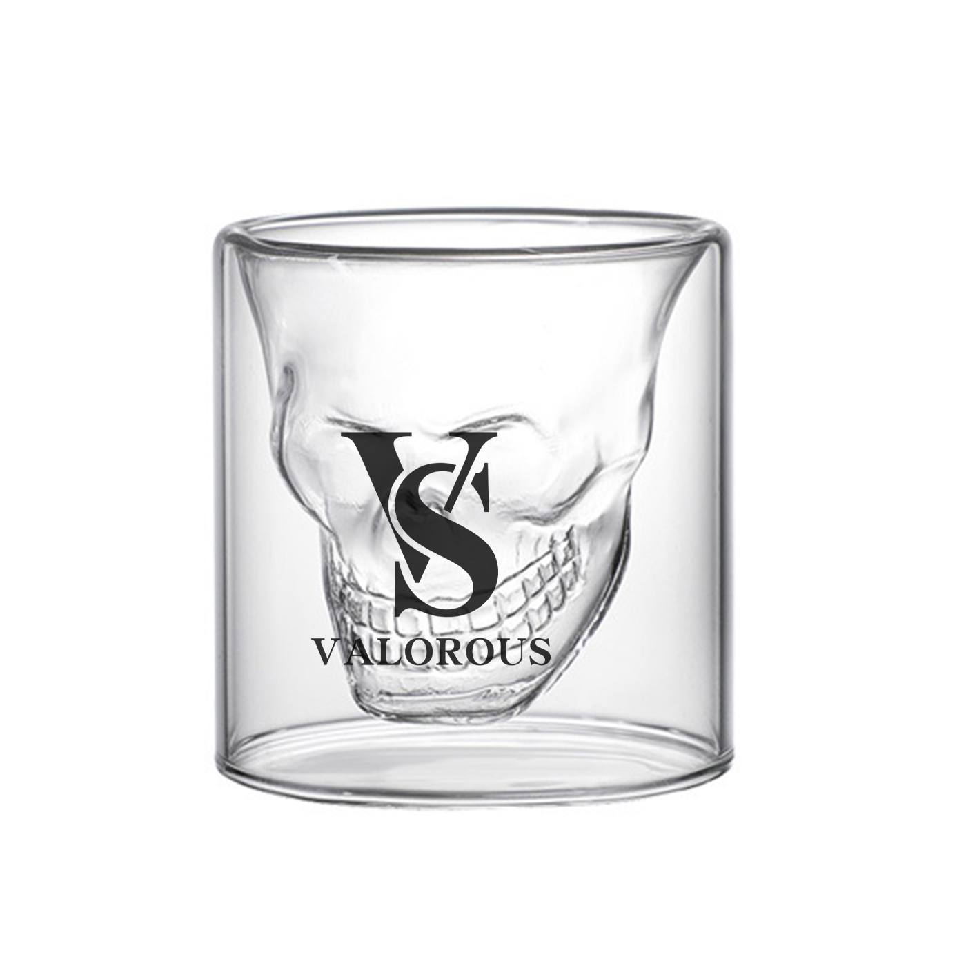 Glasbecher, doppelwandig, Totenkopf, kreativ, 75 ml