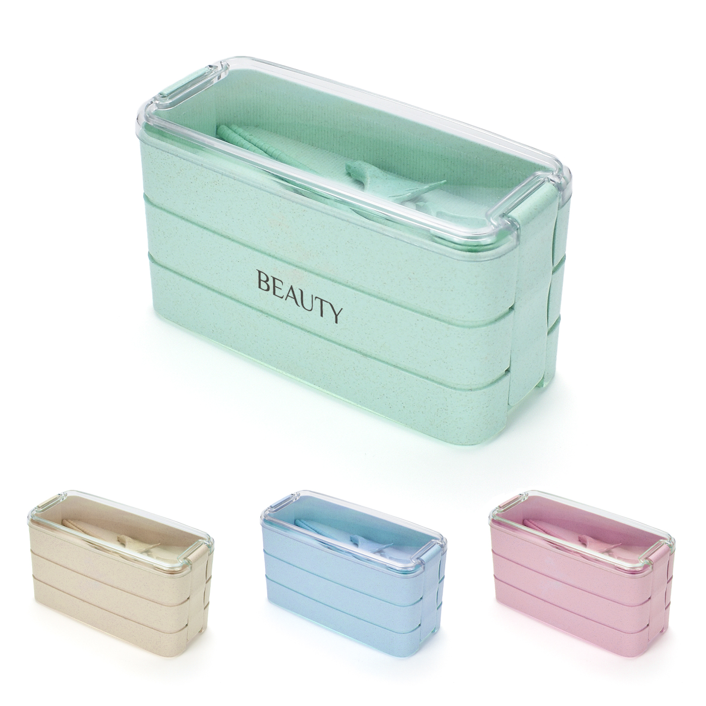Lunchbox, Bento-Box, Weizenstroh, 3-lagig