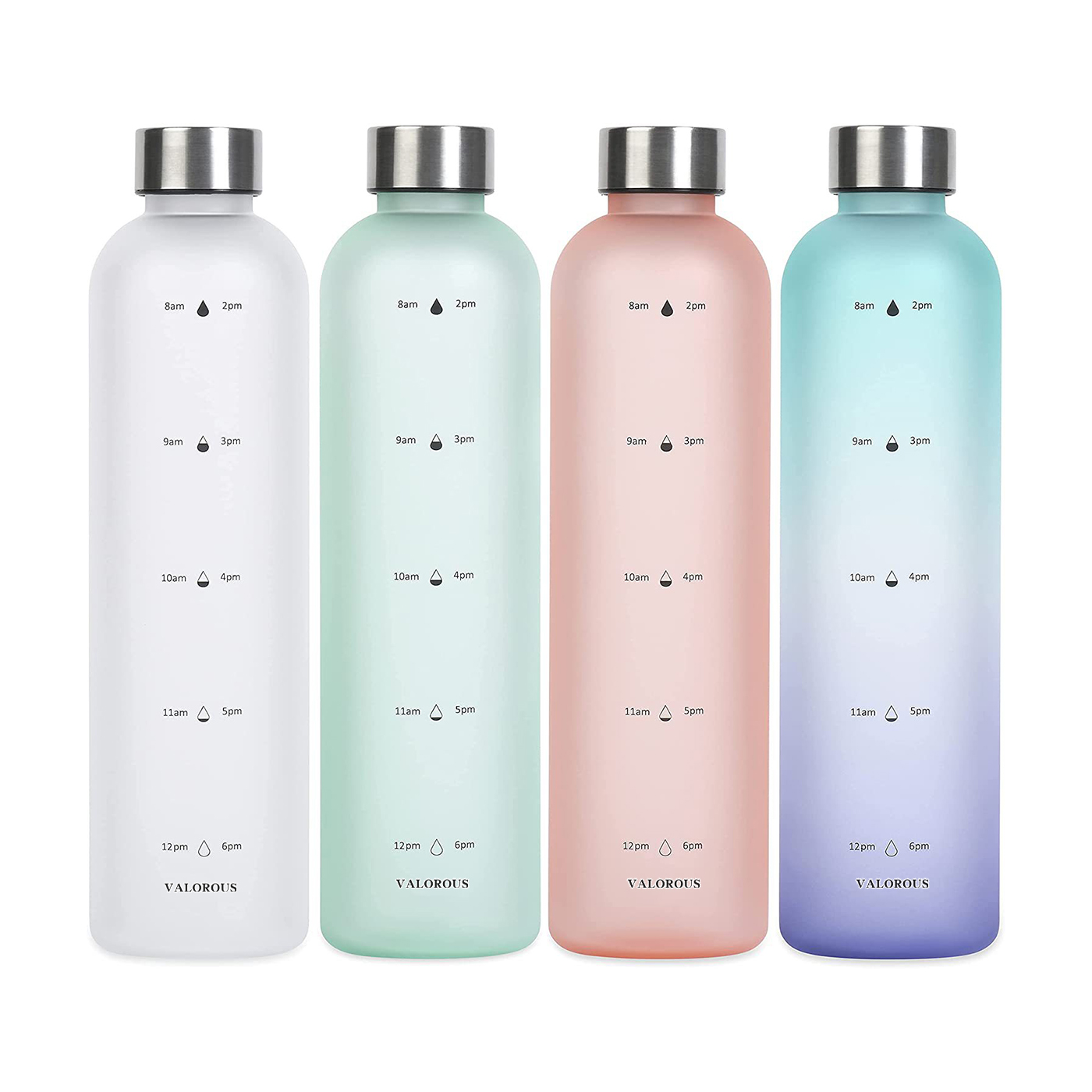 Wasserflasche mit Zeitmarkierung, Tritan-Kunststoff, 1L
