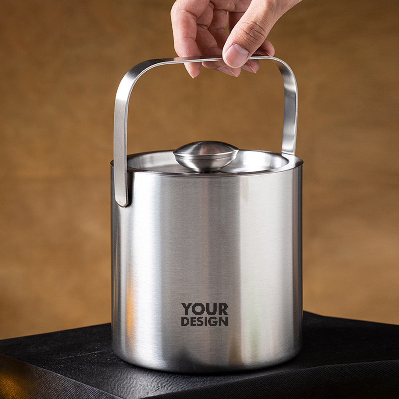 Stainless Steel Ice Bucket With Handle