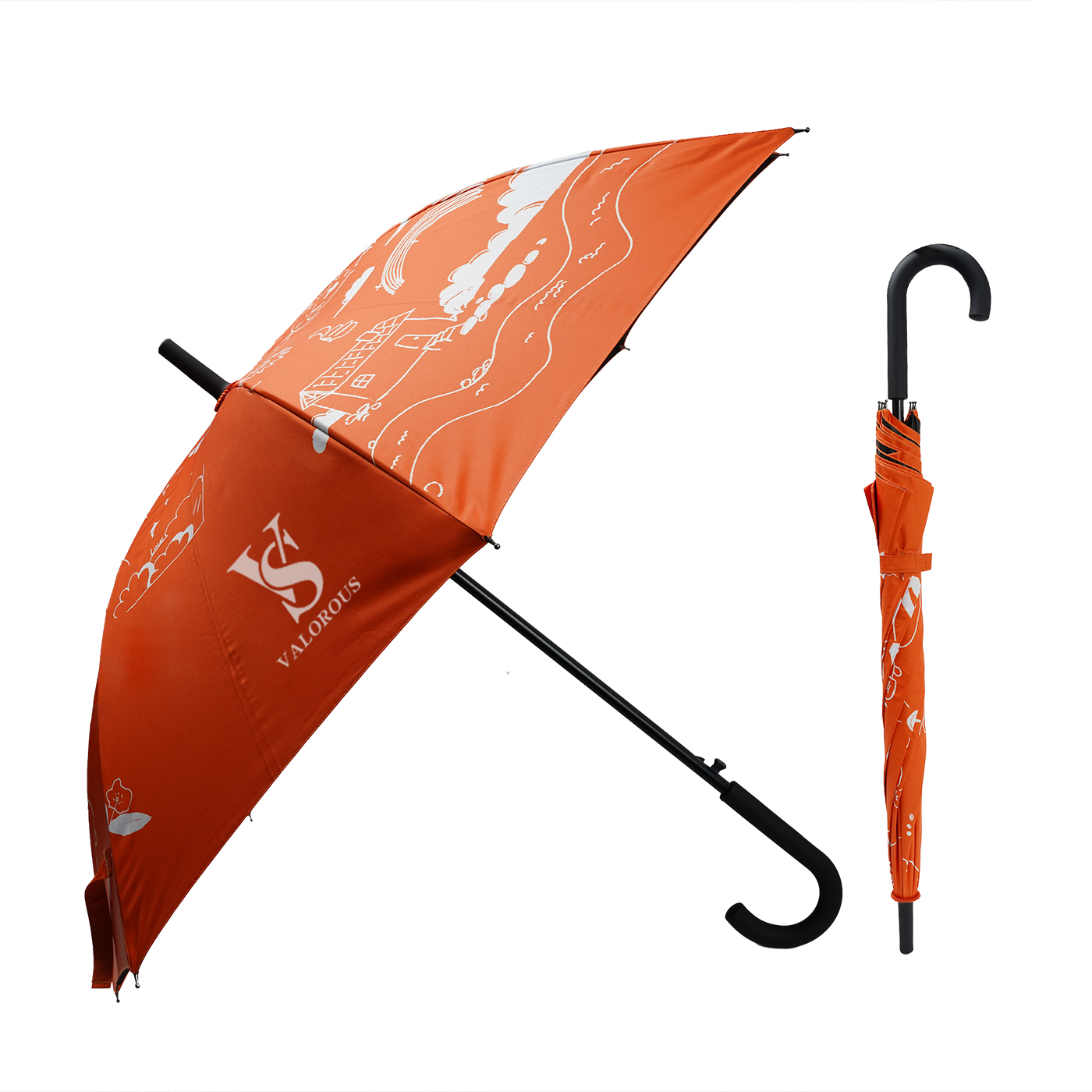 Regenschirm, gerade, langer Griff