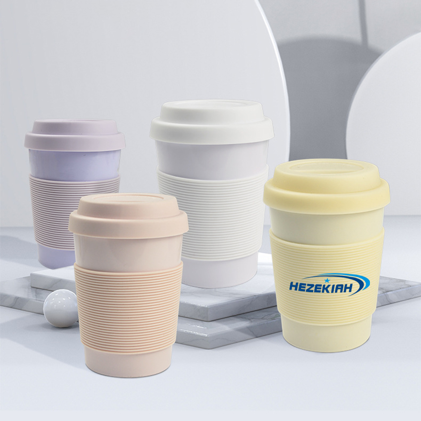 Kaffeebecher, 350ml. PLA, Silikon