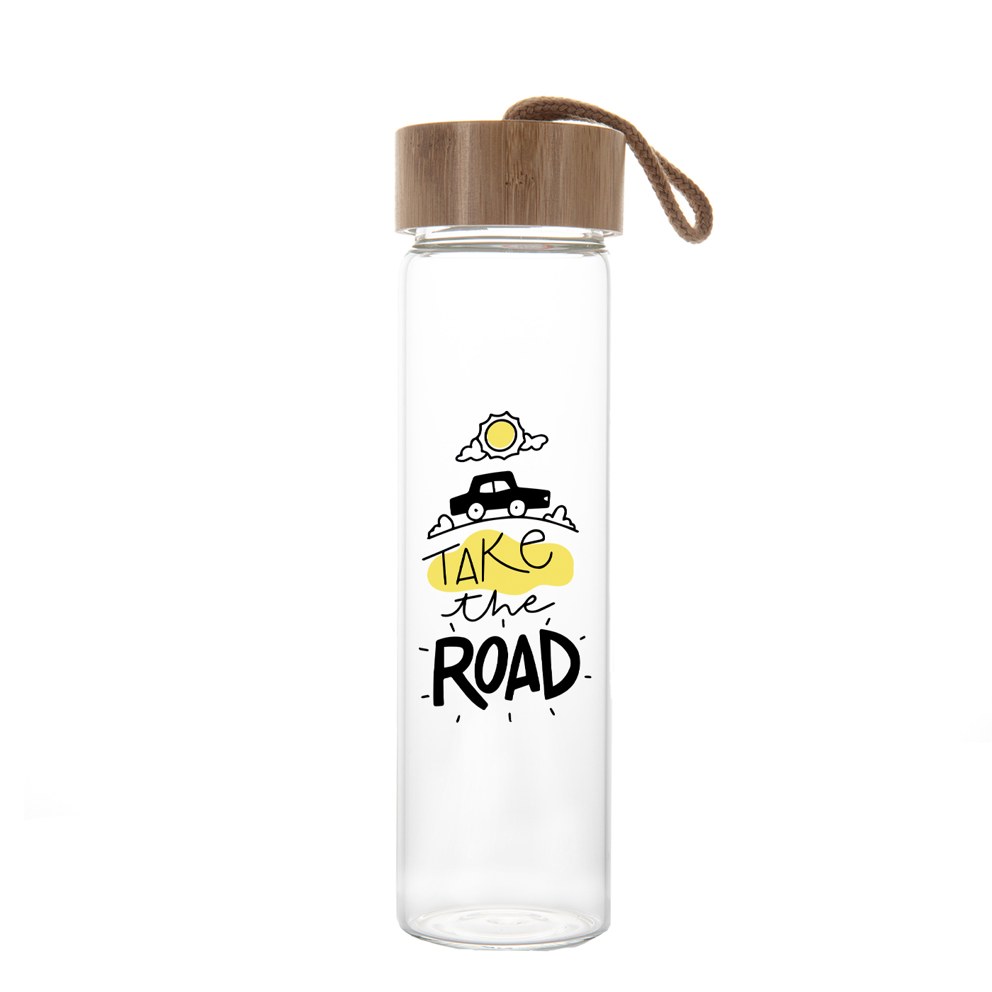 Glaswasserflasche mit Bambusdeckel, 22 oz.