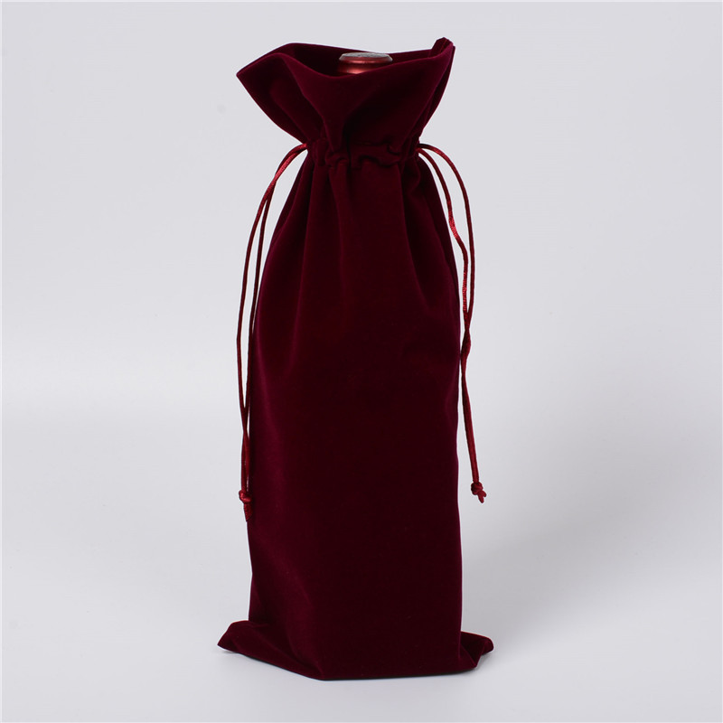 Custom Flannel Wine Bottle Bag With Drawstring2