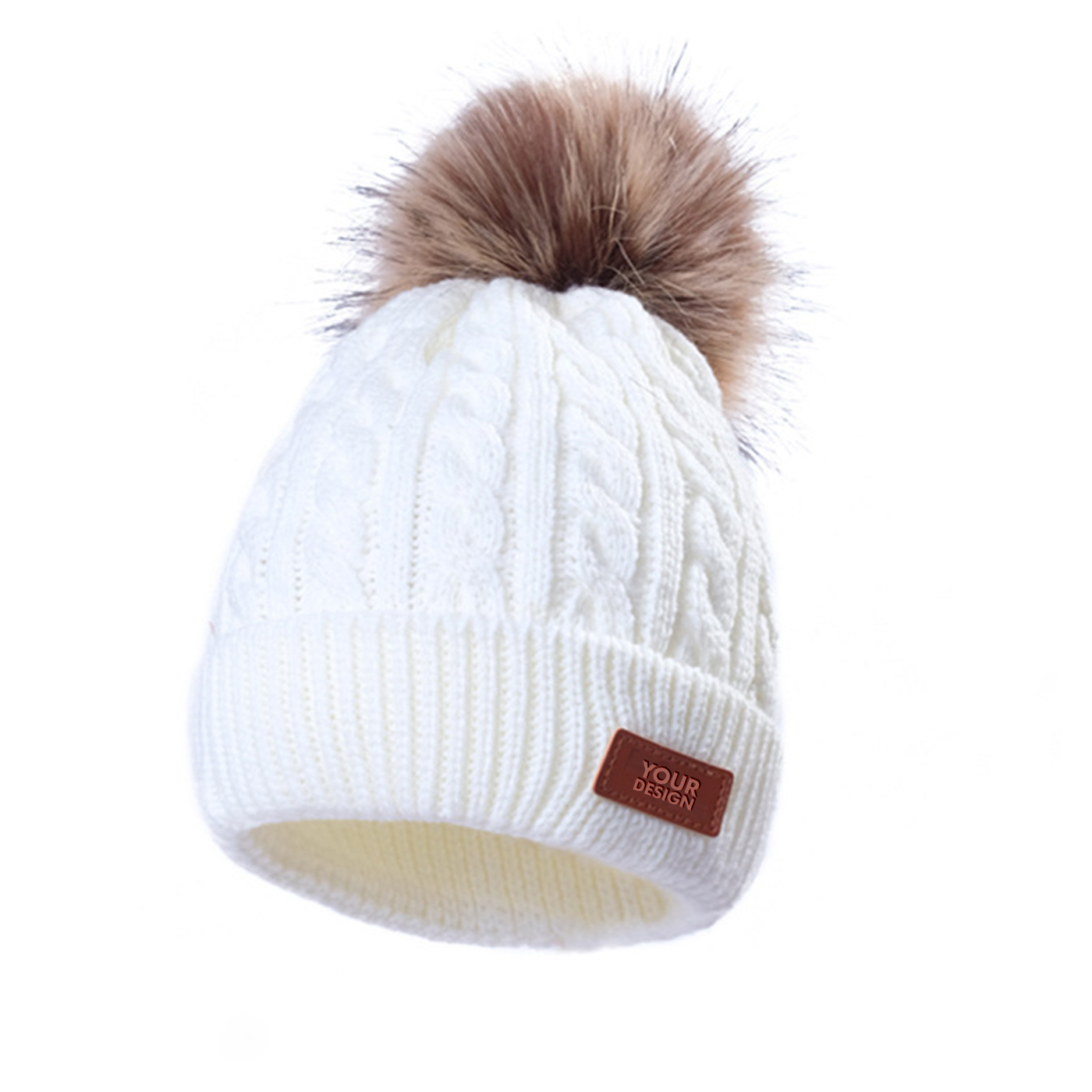 Kids Cable Knit Pom Pom Beanie1