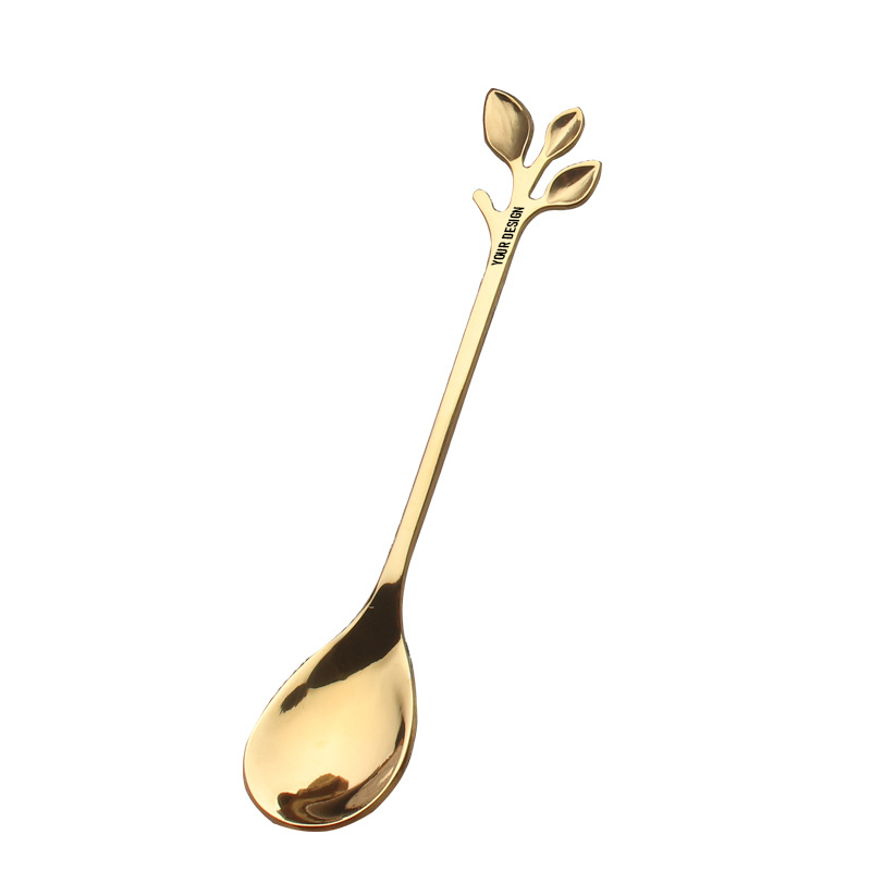 Stainless Steel Leaf Coffee Spoon1