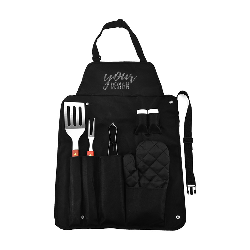 Grillbesteck-Set mit Schürze, 7-teilig